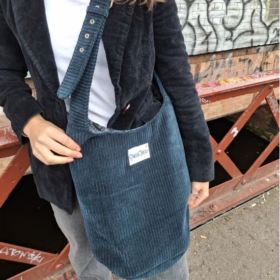 Ashbury Corduroy Hobo Hippie bag Peacock Blue